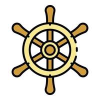 Ship steering wheel icon color outline vector