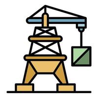 Port crane icon color outline vector