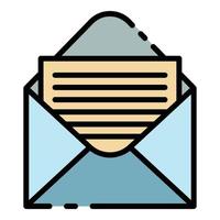 Open envelope icon color outline vector