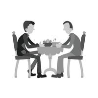 Having dinner Flat Greyscale Icon vector