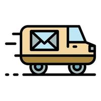 Post delivery truck icon color outline vector