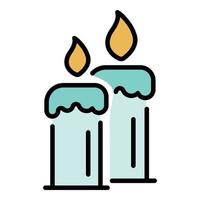 Burning candles icon color outline vector