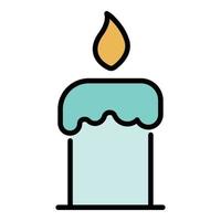Burning candle icon color outline vector