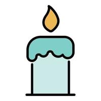 Burning candle icon color outline vector