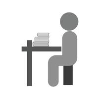 Student sitting in class Flat Greyscale Icon vector