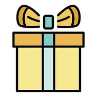 Gift box icon color outline vector