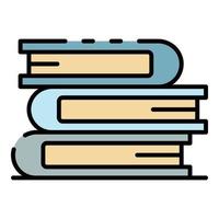 Book stack icon color outline vector