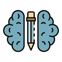 Interactive brain learning icon color outline vector