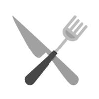 Fork and Knife Flat Greyscale Icon vector