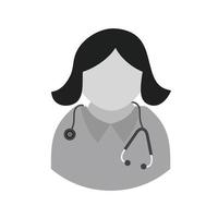 Female Doctor Flat Greyscale Icon vector