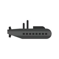 icono submarino plano en escala de grises vector