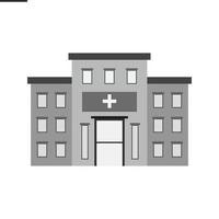icono de hospital plano en escala de grises vector