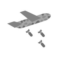 Plane dropping missiles Flat Greyscale Icon vector