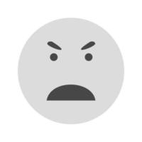 Angry Face Flat Greyscale Icon vector