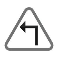 Sharp left turn Flat Greyscale Icon vector