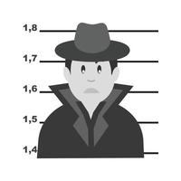 icono de escala de grises plano criminal arrestado vector