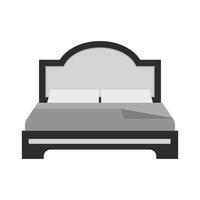 cama doble i icono plano en escala de grises vector