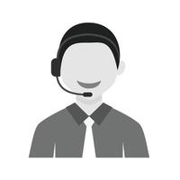 Call Center Agent Flat Greyscale Icon vector