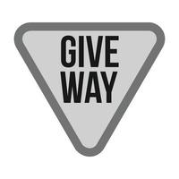 Give Way Flat Greyscale Icon vector