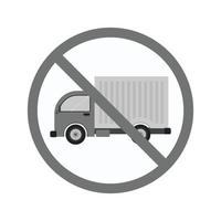No truck sign Flat Greyscale Icon vector