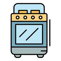 Cooker stove icon color outline vector