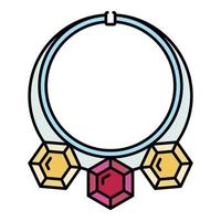 Diamond necklace icon color outline vector