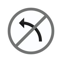 No left turn Flat Greyscale Icon vector