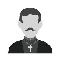 icono de sacerdote plano en escala de grises vector