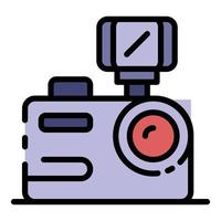 Camera with flash icon color outline vector