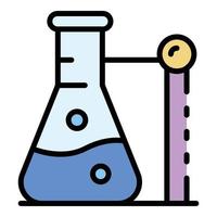 Chemical boiling flask icon color outline vector