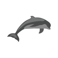 icono de delfín plano en escala de grises vector