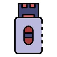 Usb card icon color outline vector