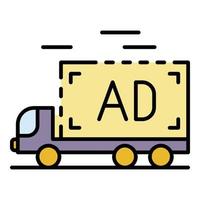 Ad on truck icon color outline vector