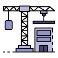 Construction crane icon color outline vector