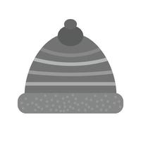 gorra de navidad icono plano en escala de grises vector