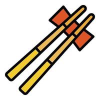 Japan chopsticks icon color outline vector