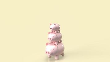 The three piggy bank for saving or business concept 3d rendering photo