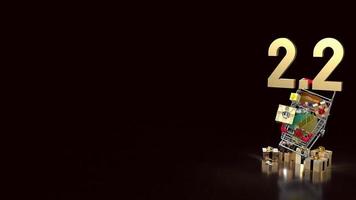 The 2.2 gold number on black background for promotion or sale concept  3d rendering photo