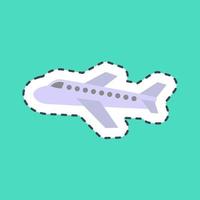 Sticker line cut airplane. Transportation elements. Good for prints, posters, logo, sign, advertisement, etc. vector