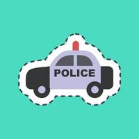 Sticker line cut police car. Transportation elements. Good for prints, posters, logo, sign, advertisement, etc. vector