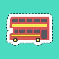 Sticker line cut double decker bus. Transportation elements. Good for prints, posters, logo, sign, advertisement, etc. vector