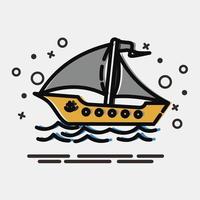 barco de vela de icono. elementos de transporte. iconos en estilo mbe. bueno para impresiones, carteles, logotipos, letreros, anuncios, etc. vector