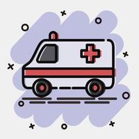 ambulancia de icono. elementos de transporte. iconos en estilo cómico. bueno para impresiones, carteles, logotipos, letreros, anuncios, etc. vector