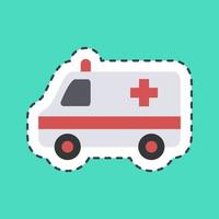 ambulancia de corte de línea de pegatina. elementos de transporte. bueno para impresiones, carteles, logotipos, letreros, anuncios, etc. vector