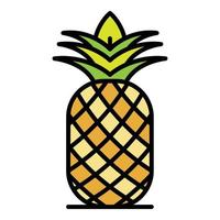 Fresh pineapple icon color outline vector