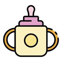 vector de contorno de color de icono de taza de sippy