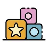 Cube toys icon color outline vector