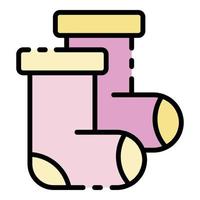 Baby socks icon color outline vector