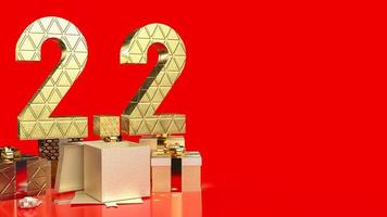 2.2 gold number on red background for promotion or sale concept  3d rendering photo