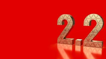 The gold number 2.2 on red background  for sale or promotion concept 3d rendering photo